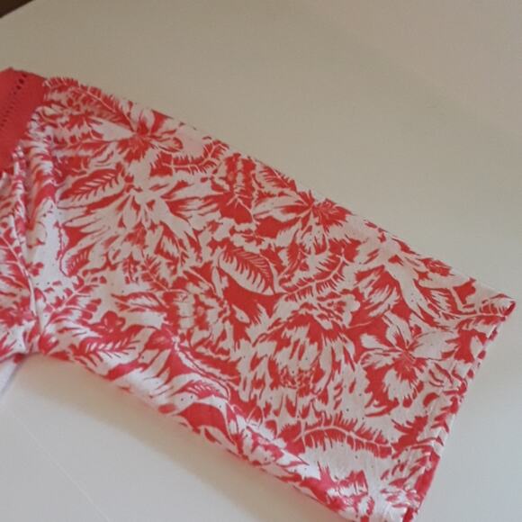 NWT Womens Sz S Pink Tropical Print Fairy Crochett Beachy Square Neck Top - Picture 6 of 10